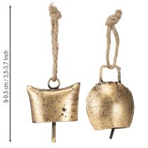 Product Bells Christmas tree decorations metal vintage gold 5 cm 8 pieces