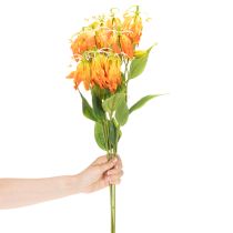 Product Artificial Gloriosa Flowers in Vibrant Orange with Long Stems, 80cm, Set of 3