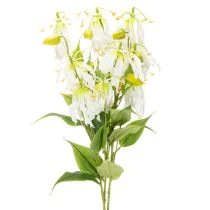 Product Artificial Gloriosa Flower White and Yellow Decorative Stem 80cm Set of 3