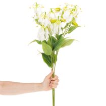 Product Artificial Gloriosa Flower White and Yellow Decorative Stem 80cm Set of 3