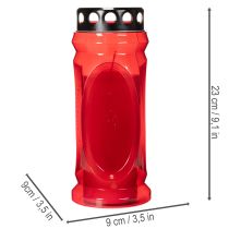 Product Grave candle red, lid black, memorial candle 4 days 23cm