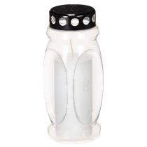 Product White Candle with Black Lid 23cm, Plastic Holder