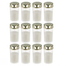 Product Grave candles white gold Ø5.5cm H11.5cm 24 hours 12 pcs