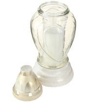 Product Grave light glass heart engraving grave lantern clear Ø11cm H26cm