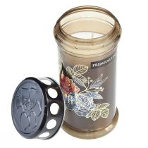 Product Grave Candles Motif Candles Flowers Ø7.5cmH16.5cm 3 Days 3 Pcs