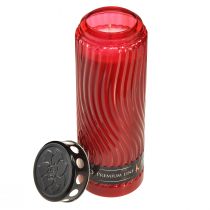 Product Grave candle lid motif flower red black 10 days H27cm