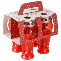 Product Red grave lights/candles, 18h burning time, Ø9cm H19cm, 4 pieces