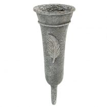 Product Grave vase with feather gray 25.5cm 2pcs