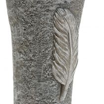 Grave vase with feather gray 25.5cm 2pcs