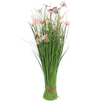 grass bunch with flowers and butterflies Rosa 70cm