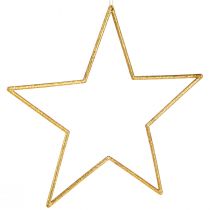Product Large decorative stars gold glitter decoration for hanging 24cm 6 pcs