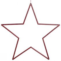Product Large decorative stars red for hanging stars with glitter 24cm 6 pcs