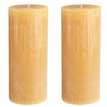 Product XXL pillar candle set, honey-colored, creates a cozy atmosphere, 85x200mm, 100h burning time, pack of 2