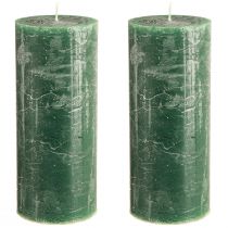Product Set of 2 pillar candles, dark green, 85x200mm – Elegant, long-lasting decorative candles for an atmospheric ambiance