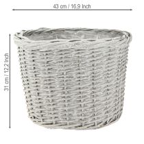 Product Large planting basket with foil, white-grey, Ø43/34/28cm, set of 3