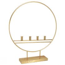 Product Large candle holder in ring metal gold antique H77cm for 4 candles