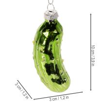 Product Glass Christmas Pickle Ornament Set – 7cm, Green, Pack of 4
