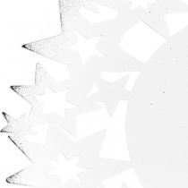 Christmas plate metal decorative plate with stars white Ø34cm