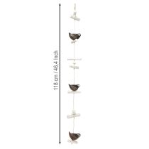 Product Hanging decoration summer wooden bird decoration brown natural white 118cm