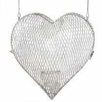 Hanging decoration wire heart, tealight holder for hanging 29×27.5cm