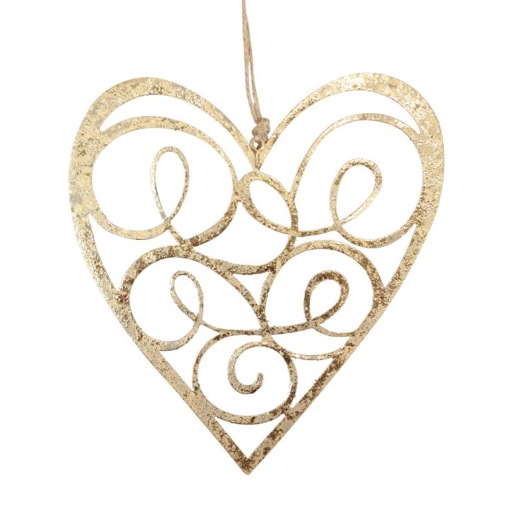 Hanging decoration window metal hearts decoration hearts golden 17cm 2pcs
