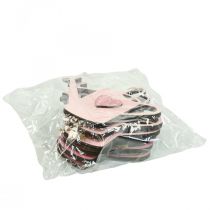 Product Hanging decoration wooden watering can deco pink deco hanger 14x12cm 6pcs