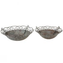 Product Hanging decoration bowl metal for hanging brown white Ø24.5/28cm