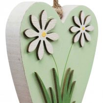 Product Decorative hearts for hanging with flowers wood green, white 8.5×12cm 4 pcs