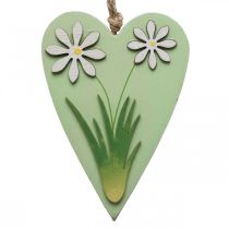 Product Decorative hearts for hanging with flowers wood green, white 8.5×12cm 4 pcs