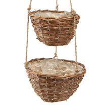 Product Hanging basket flower basket 2 baskets wood natural Ø20cm/26cm