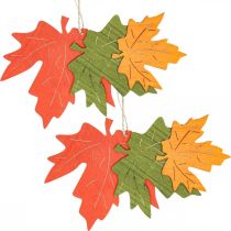 Product Autumn deco pendant wood leaves maple leaf 22cm 4pcs