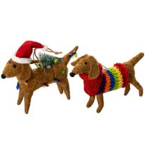 Product Dachshund Christmas Tree Ornaments Set of 2 – Felt, 16 cm