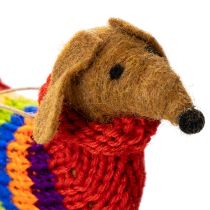 Product Dachshund Christmas Tree Ornaments Set, Felt, 16cm, Brown and Multicolored, Indoor Use Only