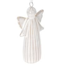 Product Set of 4 Ceramic Angel Hanging Decorations for Christmas Tree – 8cm, Grey