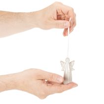 Product Set of 4 Ceramic Angel Hanging Decorations for Christmas Tree – 8cm, Grey