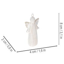 Product Set of 4 Ceramic Angel Hanging Decorations for Christmas Tree – 8cm, Grey