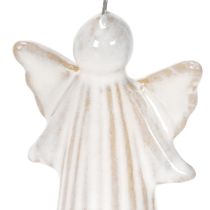 Product Set of 4 Ceramic Angel Hanging Decorations for Christmas Tree – 8cm, Grey