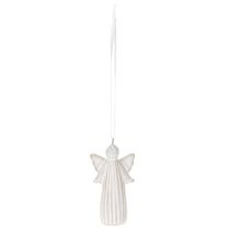 Product Set of 4 Ceramic Angel Hanging Decorations for Christmas Tree – 8cm, Grey