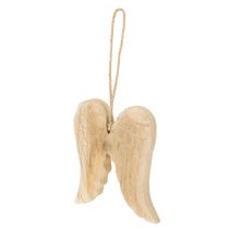 Product Wooden Angel Wings Hanging Ornament 12cm Natural Decoration