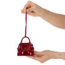 Product Decorative Polyresin Handbag Ornament with Bow for Hanging, 10cm, Bordeaux Red