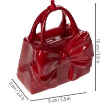 Product Decorative Polyresin Handbag Ornament with Bow for Hanging, 10cm, Bordeaux Red