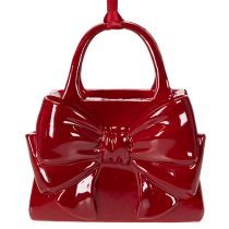 Product Decorative Polyresin Handbag Ornament with Bow for Hanging, 10cm, Bordeaux Red