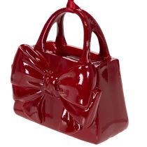 Product Decorative Polyresin Handbag Ornament with Bow for Hanging, 10cm, Bordeaux Red