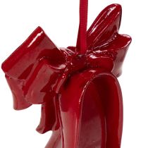 Product Deko Hanging Shoe Ornament with Bow 10x7x10cm Bordeaux Polyresin