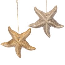 Product Ceramic starfish decoration for hanging, for a maritime flair, summer decoration for the home, 12cm, 2 pieces