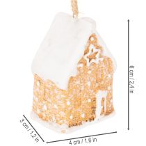 Product Gingerbread House Ceramic Hanging Decoration Winter Christmas Decoration 6cm 3pcs