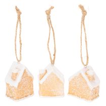 Product Gingerbread House Ceramic Hanging Decoration Winter Christmas Decoration 6cm 3pcs