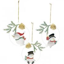 Product Christmas pendant snowman decoration ring metal Ø14cm 3pcs
