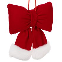 Product Red Flannel Hanging Bow with Plush Trim, 15cm