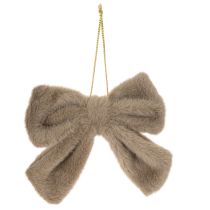 Product Plush Hanging Bows with Loop, 14 x 16 cm, Set of 3, Beige and Brown